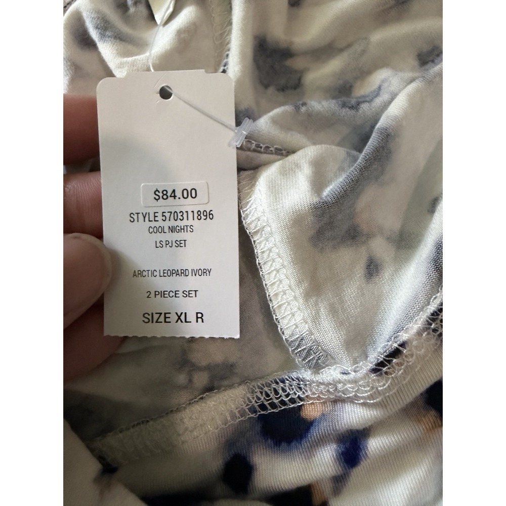NWT Soma Women's Cool Nights Navy Blue Long Sleeve Top And Print Bottoms Sz XL - Picture 9 of 10